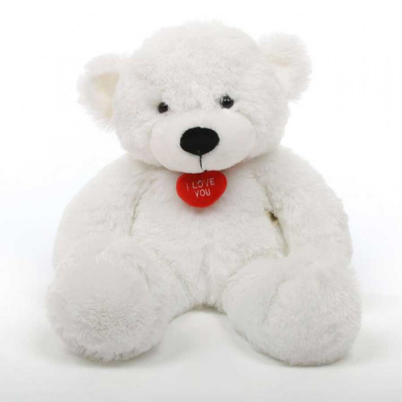 Buy 2 feet big white teddy bear with red neck I Love You Heart
